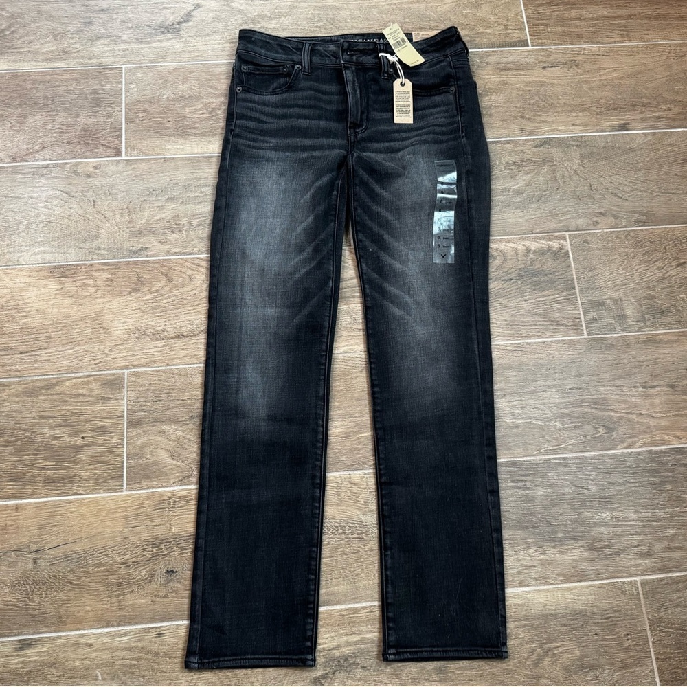 American Eagle AE NWT Super stretch Straight Leg Mid rise Dark Raven 6S  #9336